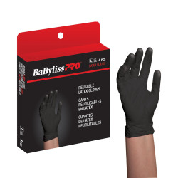 BabylissPro BES33704MDUCC Black Reusable Latex Gloves (Medium)