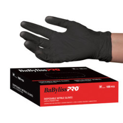 BabylissPro BESNITSMUCC Black Disposable Nitrile Gloves (Small)
