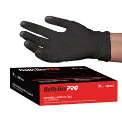 BabylissPro BESNITMDUCC Black Disposable Nitrile Gloves (Medium)